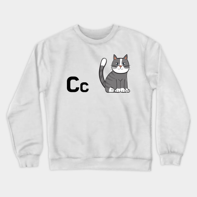 The Letter C for Cat Alphabet uppercase and lowercase C letter Design Crewneck Sweatshirt by Syressence